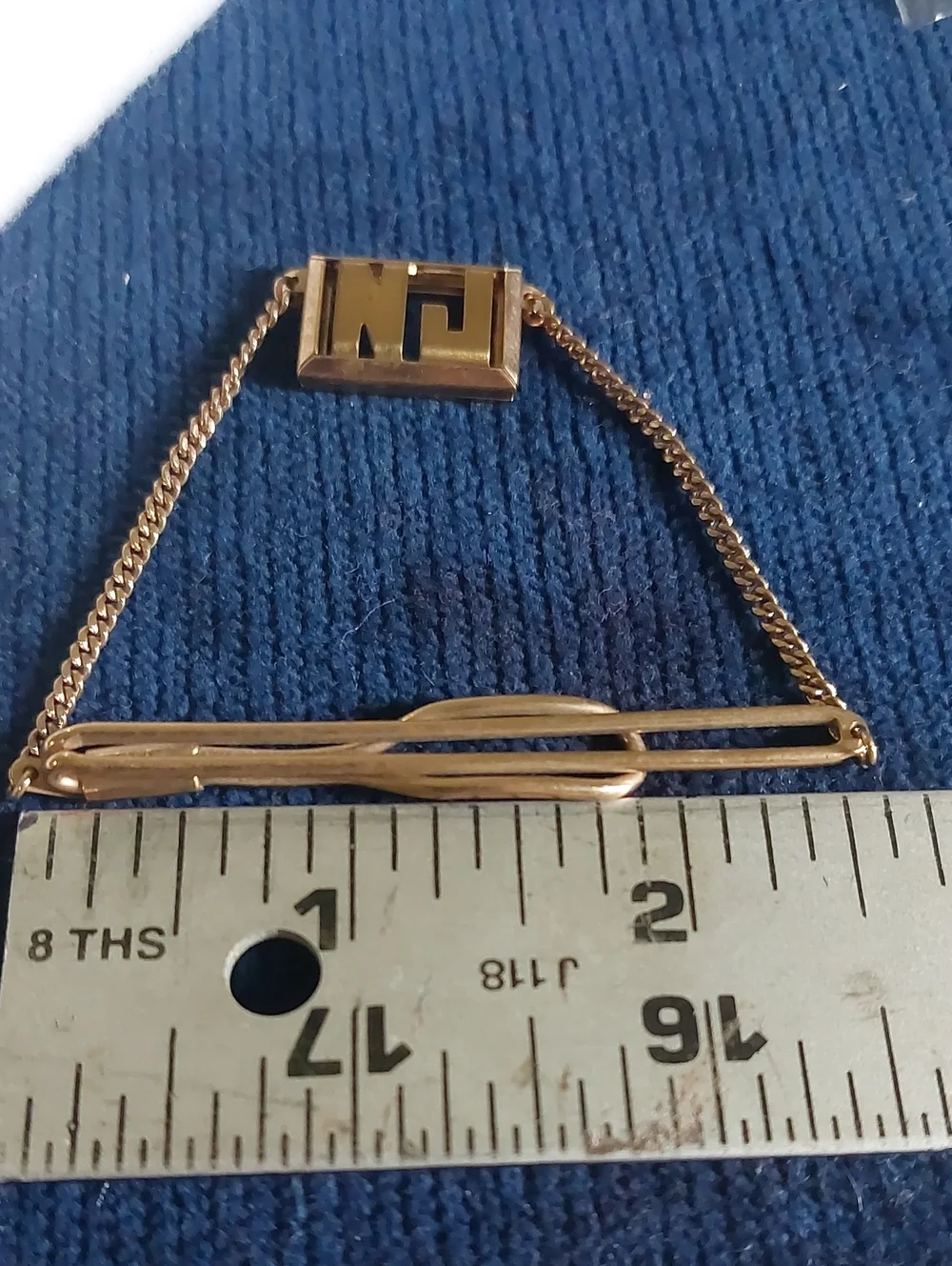 VTG Swank Monogram Cufflinks Tie Bar Set Gold Tone Initials NJ. Estate Jewelry